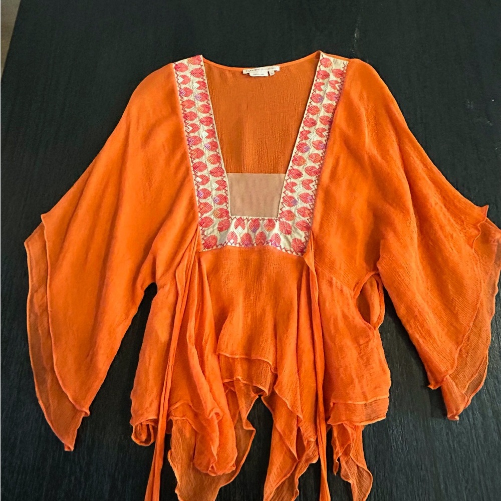 Vibrant Orange Women's Boho Blouse
